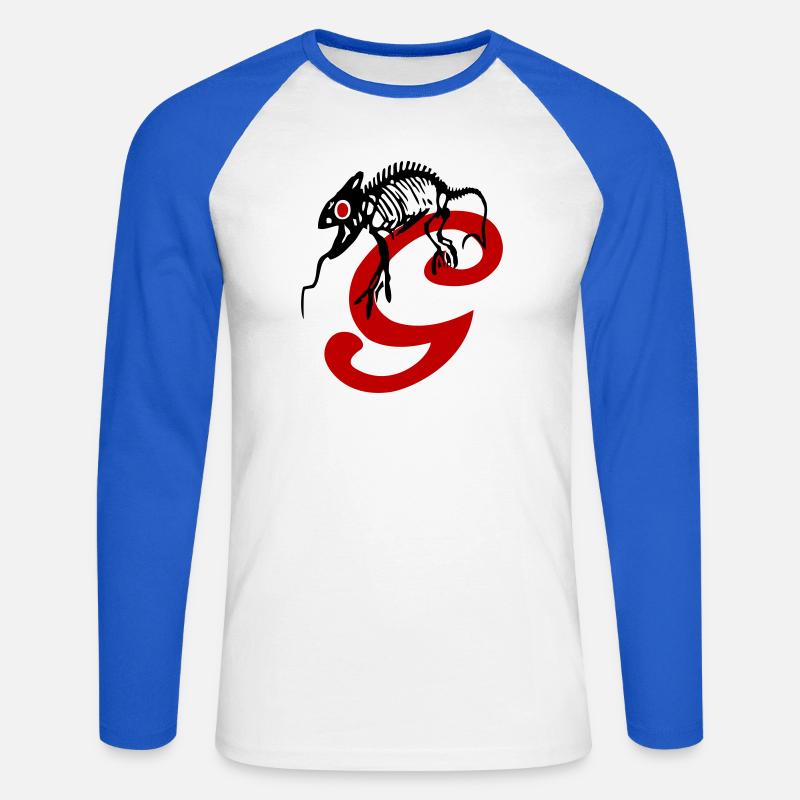 Gecko, Eidechse, Initiale - Unisex Baseballshirt langarm - Weiß/Royalblau
