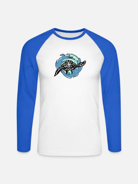 Turtle - Unisex Long Sleeve Baseball T-Shirt - white/royal blue
