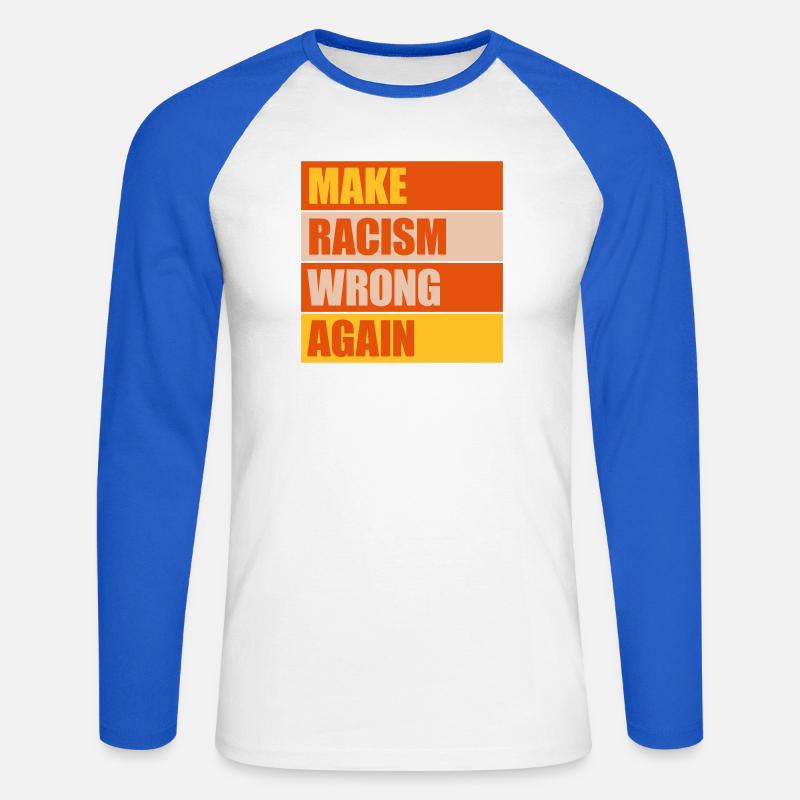 make racism wrong again - Unisex Baseballshirt langarm - Weiß/Royalblau