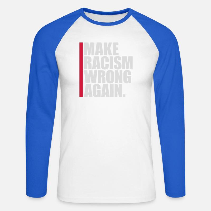 make racism wrong again - Unisex Baseballshirt langarm - Weiß/Royalblau