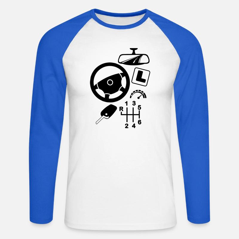 Logo Autofahrlehrer - Unisex Baseballshirt langarm - Weiß/Royalblau
