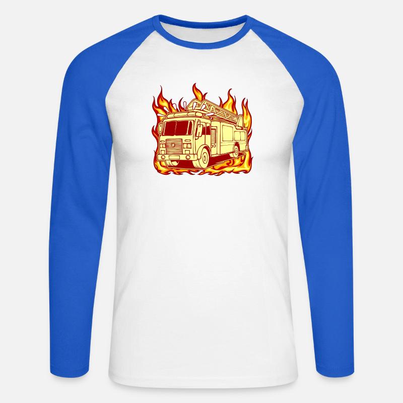 Fire engine fire brigade fire protection - Unisex Long Sleeve Baseball T-Shirt - white/royal blue