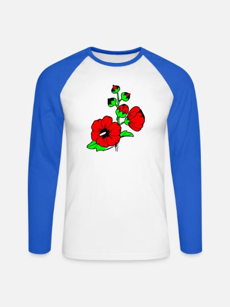 Blumen - Unisex Baseballshirt langarm - Weiß/Royalblau