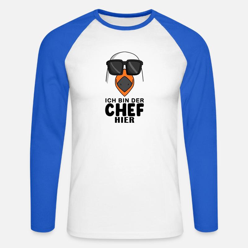 Cool Möwe Chef - Unisex Baseballshirt langarm - Weiß/Royalblau