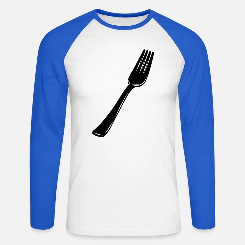 Gabelbesteck - Unisex Baseballshirt langarm - Weiß/Royalblau