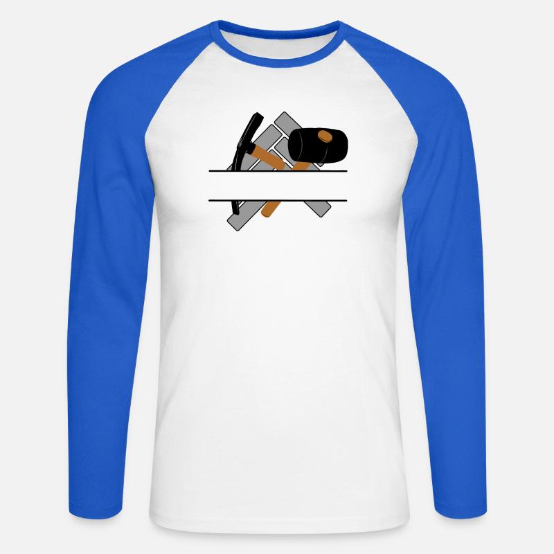 Pflastererlogo mit transparenter Stange dazwischen - Unisex Baseballshirt langarm - Weiß/Royalblau