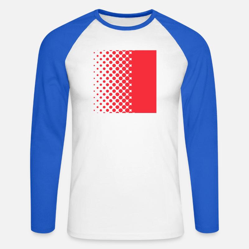 Halftone Gradient Rotes Panel - Unisex Baseballshirt langarm - Weiß/Royalblau