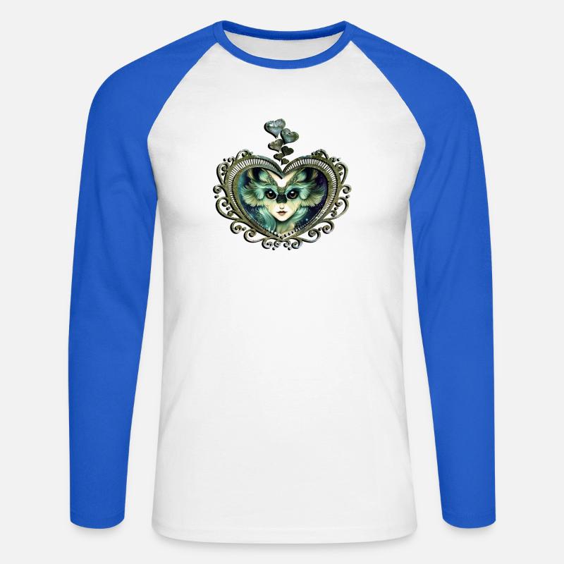 Das weise und wunderbare Eulenmädchen - Unisex Baseballshirt langarm - Weiß/Royalblau