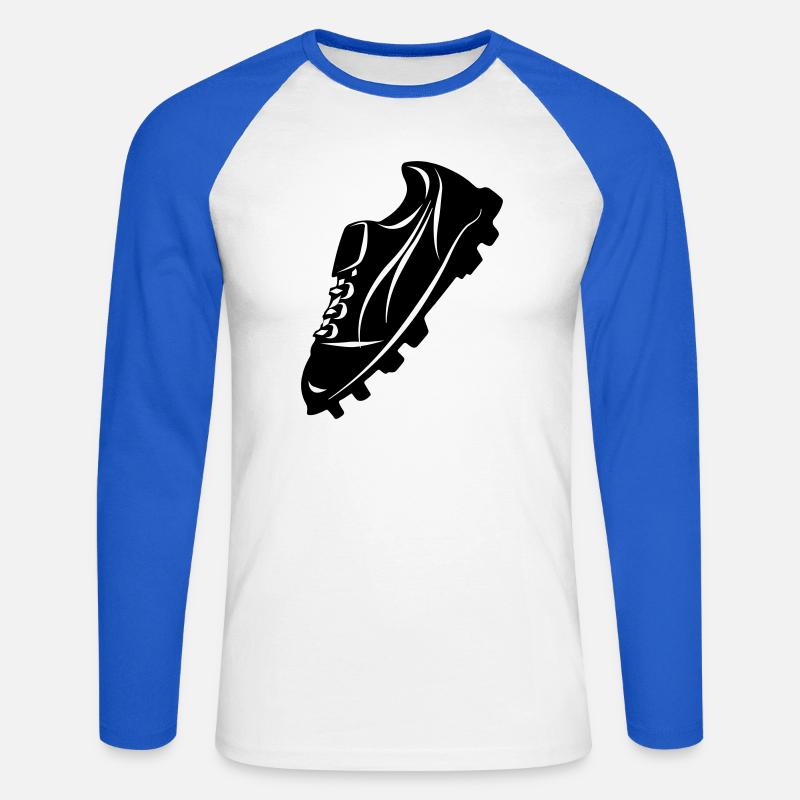 Fußballschuh transparente Schattenfigur - Unisex Baseballshirt langarm - Weiß/Royalblau