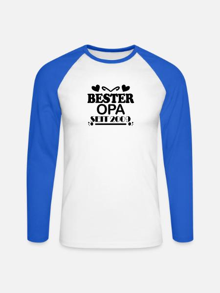 Bester Opa seit 2009 - Unisex Baseballshirt langarm - Weiß/Royalblau