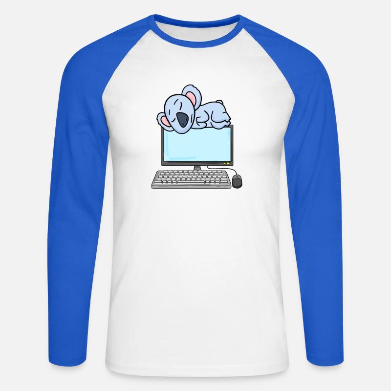 Koala Computer Nerd Programmierer Geschenk - Unisex Baseballshirt langarm - Weiß/Royalblau