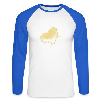 splash bunt farbe muster aufdruck comic style herz - Unisex Baseballshirt langarm - Weiß/Royalblau - Vorne - Nik (191cm)