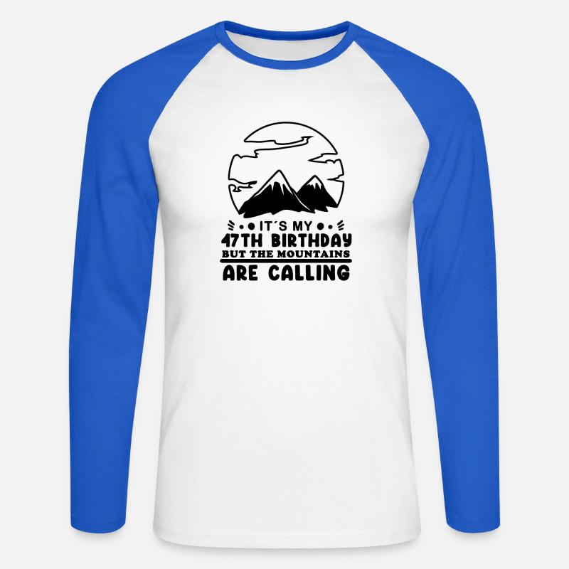 Escursionista 47 ° compleanno 47 anni regalo - Maglia da baseball a manica lunga da uomo - bianco/blu royal