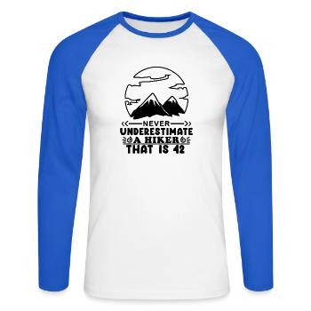 42nd birthday 42 years old gift - Unisex Long Sleeve Baseball T-Shirt - white/royal blue - Front - Nik (191cm)