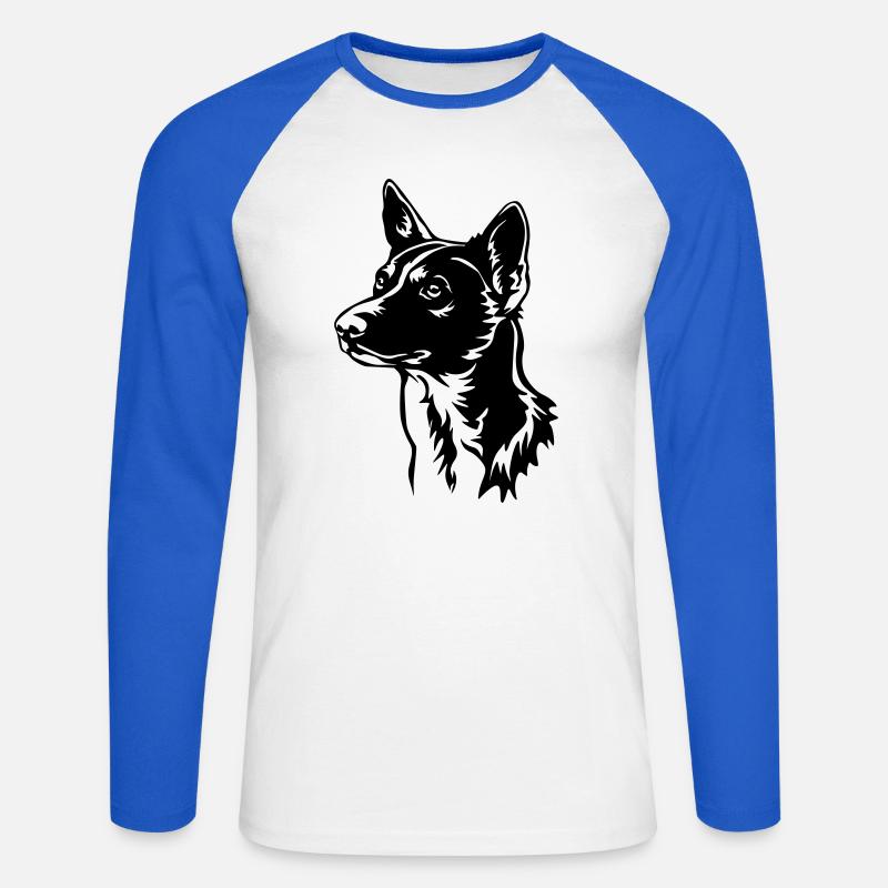 Basenji Kopf - Unisex Baseballshirt langarm - Weiß/Royalblau