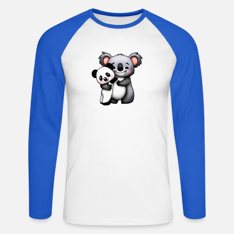 simpatico orso koala e orso panda squeeze e - Maglia da baseball a manica lunga da uomo - bianco/blu royal