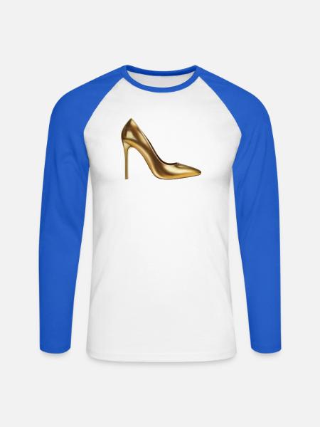 Goldenes Highheel-Print - Unisex Baseballshirt langarm - Weiß/Royalblau
