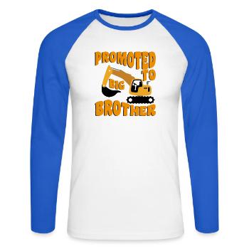 Promu grand frère Va être un grand frère - T-shirt baseball manches longues Homme - blanc/bleu royal - Devant - Nik (191cm)