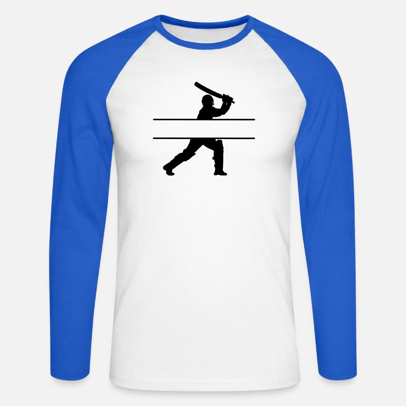 Cricket Eigenname Banner - Unisex Baseballshirt langarm - Weiß/Royalblau