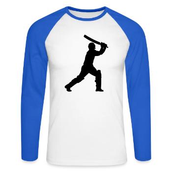 Image d’ombre de cricket - T-shirt baseball manches longues Homme - blanc/bleu royal - Devant - Nik (191cm)