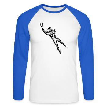 American Football Player - Unisex Long Sleeve Baseball T-Shirt - white/royal blue - Front - Nik (191cm)