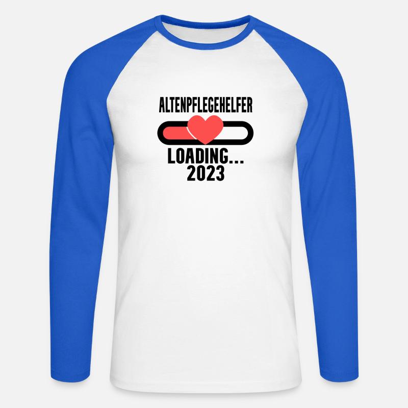 Altenpflegehelfer Beruf Loading 2023 - Unisex Baseballshirt langarm - Weiß/Royalblau