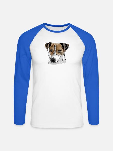 Jack Russel Terrier - T-shirt baseball manches longues Homme - blanc/bleu royal