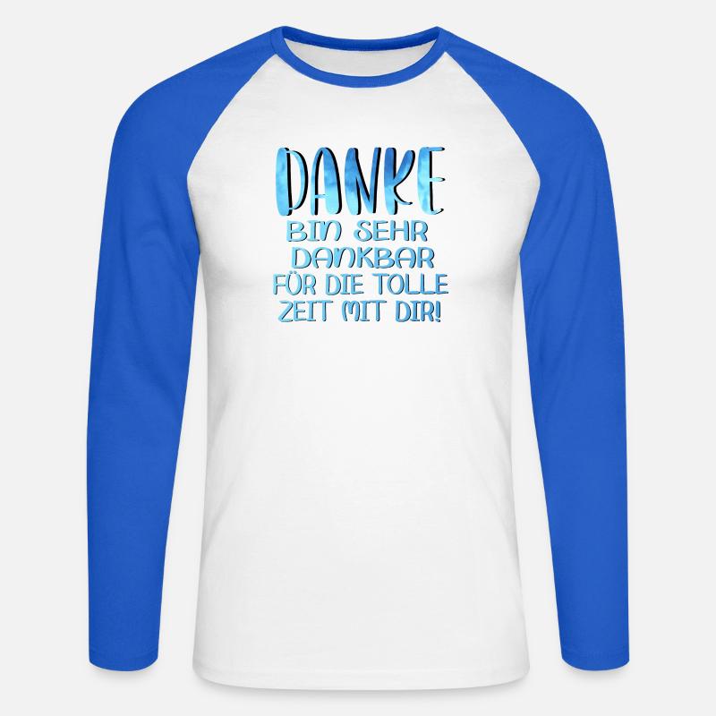 Abschiedsgeschenke - TOLLE ZEIT MIT DIR SPRÜCHE - Unisex Baseballshirt langarm - Weiß/Royalblau