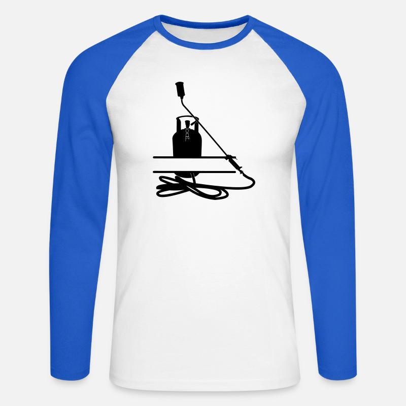 Dachdeckerfirma Monogramm transparent - Unisex Baseballshirt langarm - Weiß/Royalblau