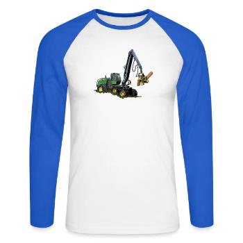 Moissonneuse-batteuse, Moissonneuse-batteuse - T-shirt baseball manches longues Homme - blanc/bleu royal - Devant - Nik (191cm)