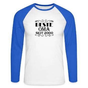 Beste Oma seit 2000 - Oma Geschenk - Unisex Baseballshirt langarm - Weiß/Royalblau - Vorne - Nik (191cm)