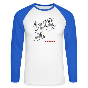 the best Mom, Muttertag - Unisex Baseballshirt langarm - Weiß/Royalblau - Vorne - Nik (191cm)
