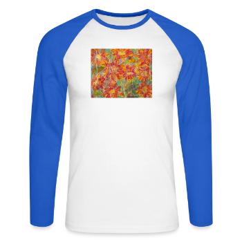 Living flower meadow in impression style - Unisex Long Sleeve Baseball T-Shirt - white/royal blue - Front - Nik (191cm)