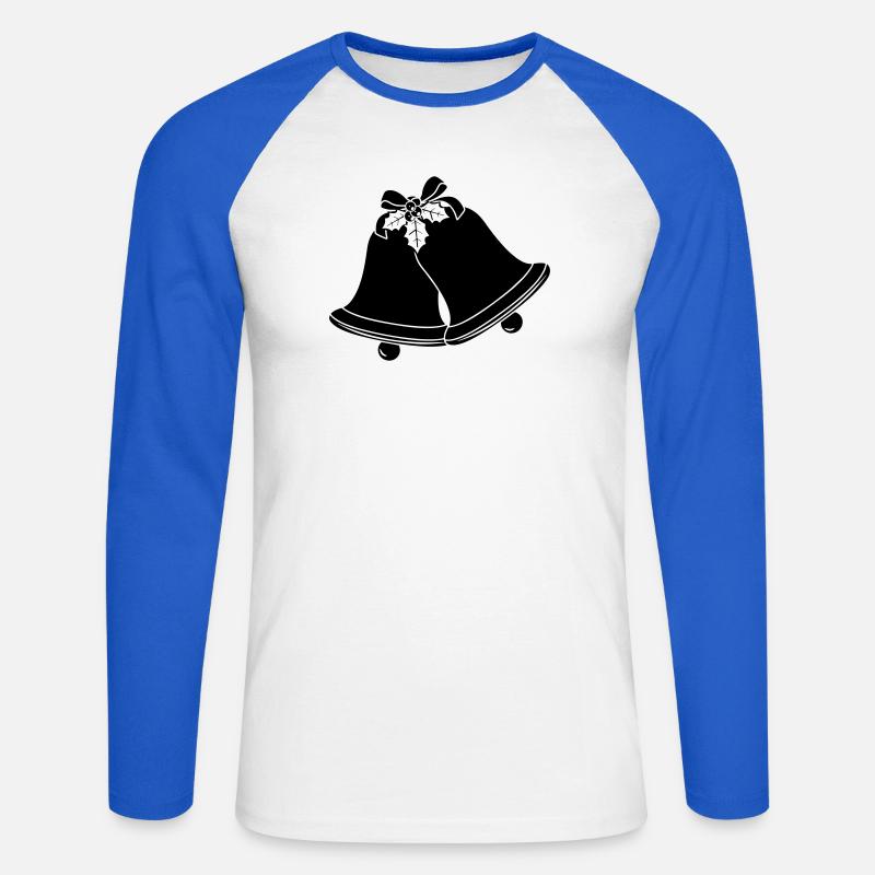 Kirchenglocken Schattenbild - Unisex Baseballshirt langarm - Weiß/Royalblau