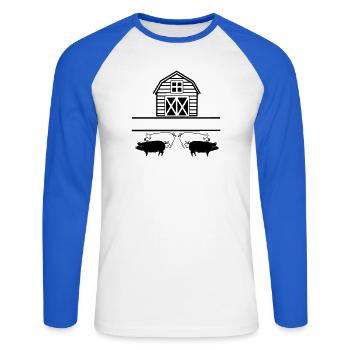Logo de l’élevage porcin - T-shirt baseball manches longues Homme - blanc/bleu royal - Devant - Nik (191cm)