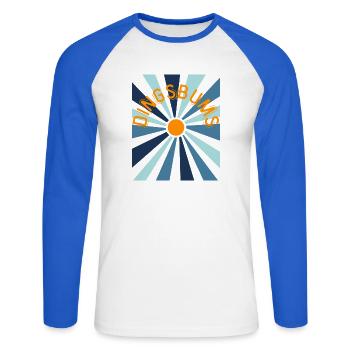 Dingsbums - Wortschätze - vergessene Wörter - Unisex Baseballshirt langarm - Weiß/Royalblau - Vorne - Nik (191cm)