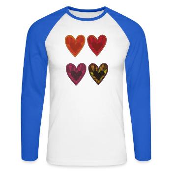 lustiger style mit herzen - Unisex Baseballshirt langarm - Weiß/Royalblau - Vorne - Nik (191cm)