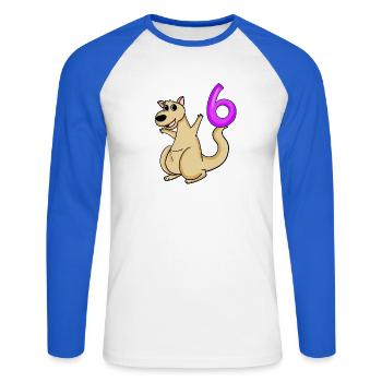 6 Birthday 6 years old with animal motif - six - Unisex Long Sleeve Baseball T-Shirt - white/royal blue - Front - Nik (191cm)