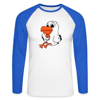 Famille de mouettes - mouette avec bébé - T-shirt baseball manches longues Homme - blanc/bleu royal - Devant - Nik (191cm)