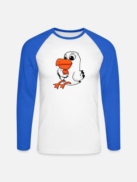 Seagull family - seagull with baby - Unisex Long Sleeve Baseball T-Shirt - white/royal blue