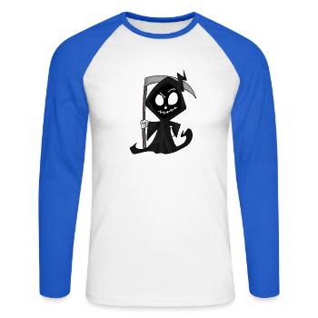 Grim Reaper with Scythe - Halloween - Unisex Long Sleeve Baseball T-Shirt - white/royal blue - Front - Nik (191cm)
