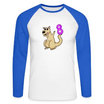 8 Birthday 8 years old with animal motif - eight - Unisex Long Sleeve Baseball T-Shirt - white/royal blue - Front - Nik (191cm)