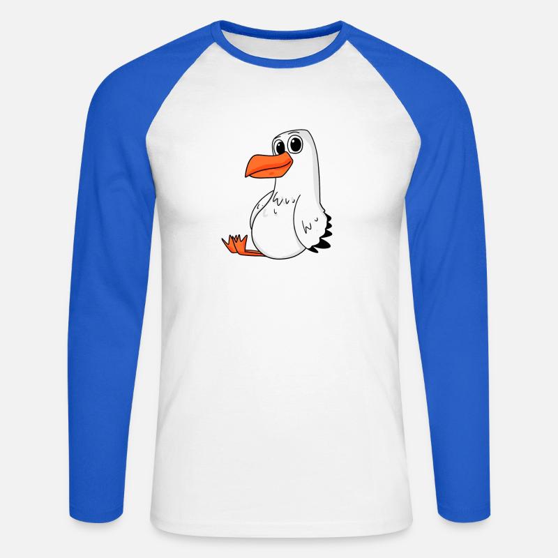 Möwe - Unisex Baseballshirt langarm - Weiß/Royalblau