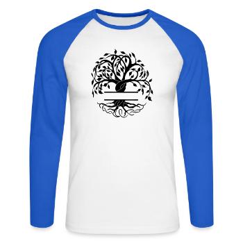 Yggdrasil the tree of life with your name - Unisex Long Sleeve Baseball T-Shirt - white/royal blue - Front - Nik (191cm)