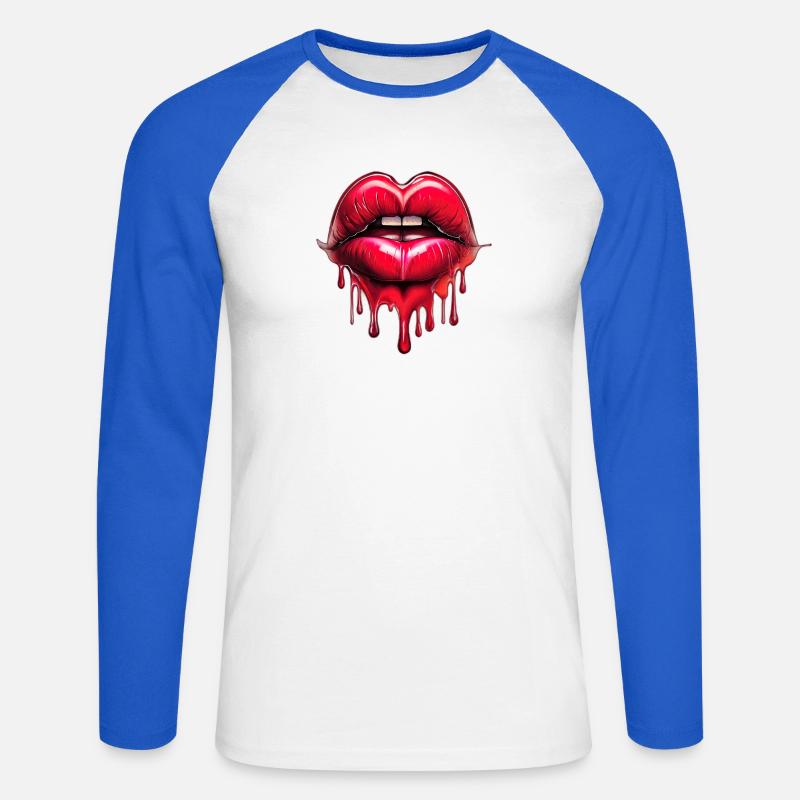 Lips - Unisex Long Sleeve Baseball T-Shirt - white/royal blue