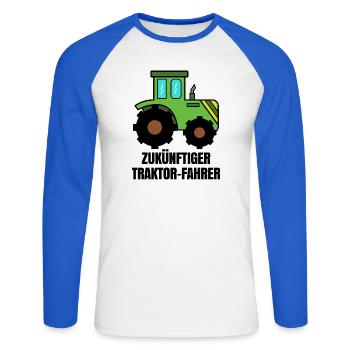 Traktor Nutzfahrzeug Landwirtschaft Statement Feld - Unisex Baseballshirt langarm - Weiß/Royalblau - Vorne - Nik (191cm)
