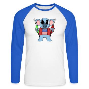 Gas station attendant Koala gas station - Unisex Long Sleeve Baseball T-Shirt - white/royal blue - Front - Nik (191cm)