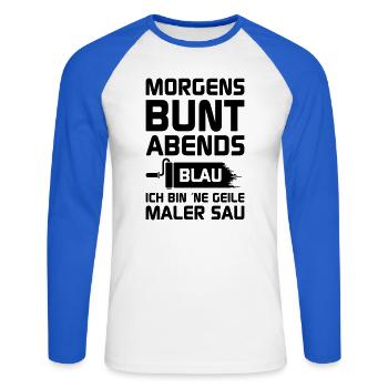 Geile Maler Sau - Unisex Baseballshirt langarm - Weiß/Royalblau - Vorne - Nik (191cm)