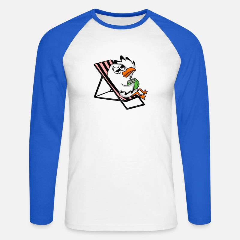Gull - Unisex Long Sleeve Baseball T-Shirt - white/royal blue