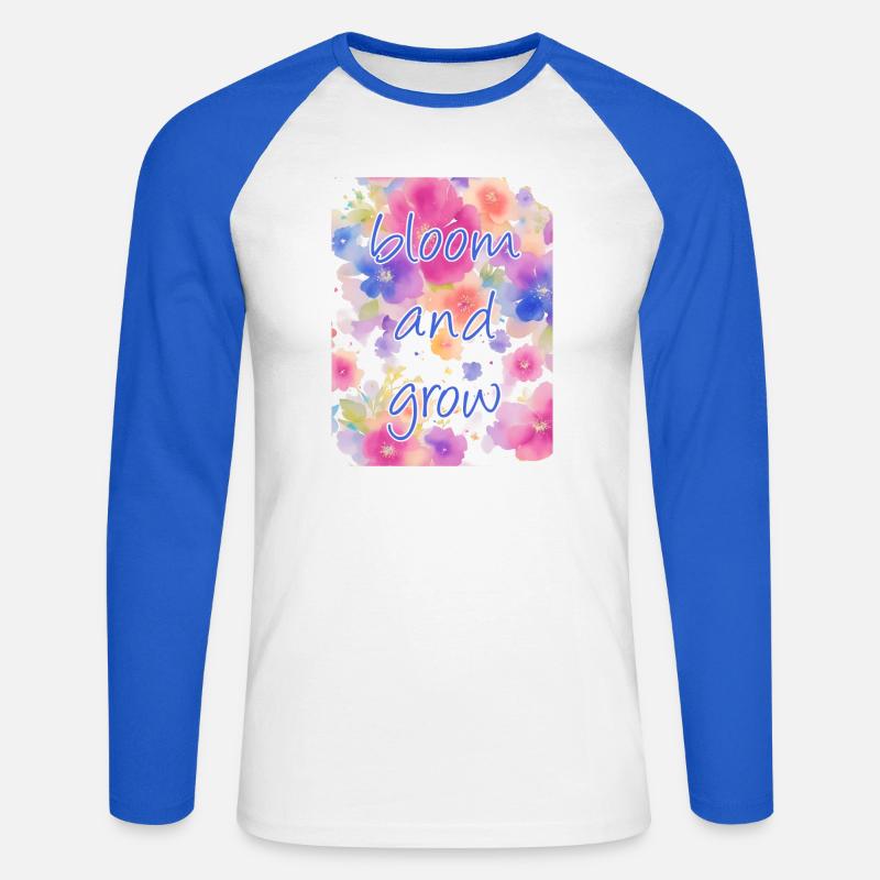 bloom and grow - Unisex Long Sleeve Baseball T-Shirt - white/royal blue